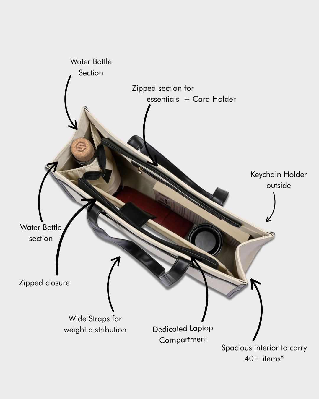 Nero Cream and Black Tote Bag - MIGALO