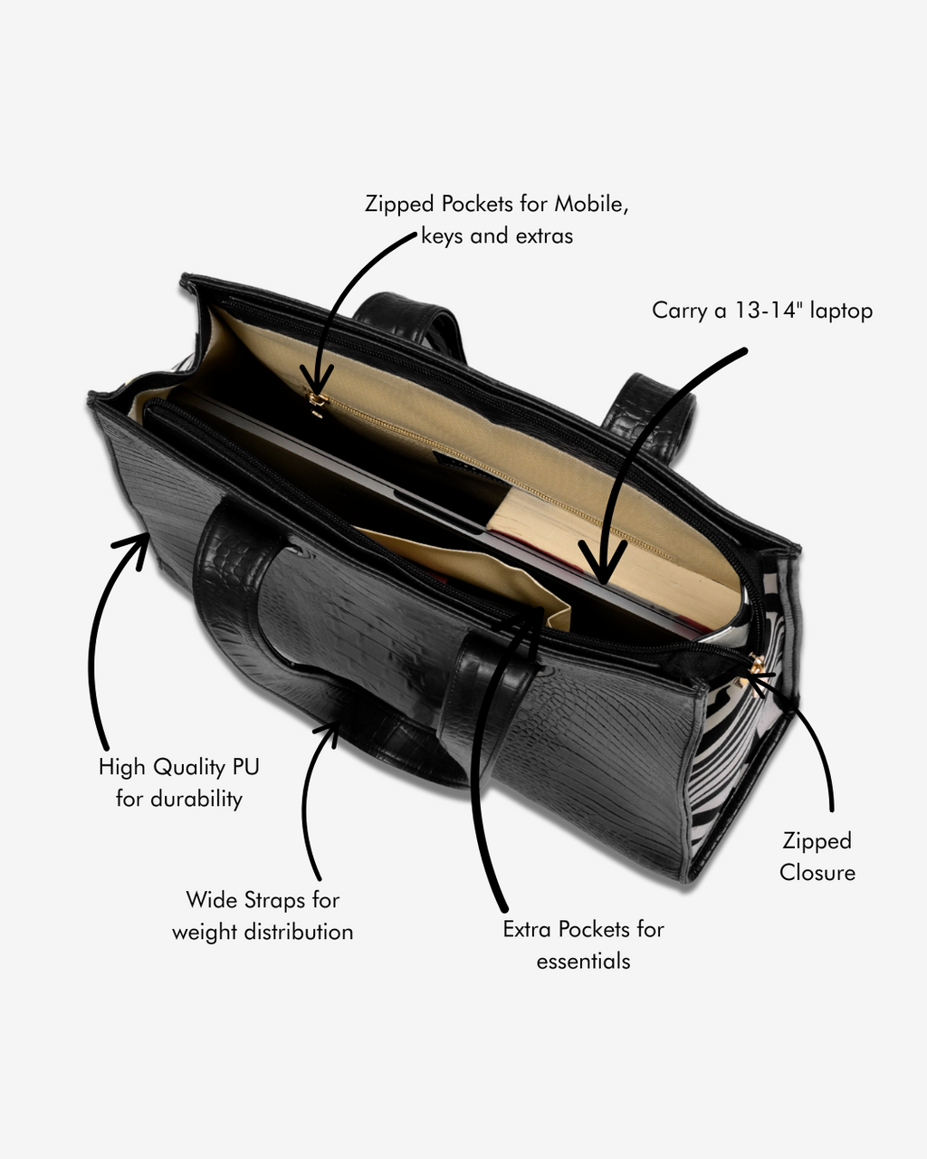 Azzurra Classic Black Shoulder Bag - MIGALO