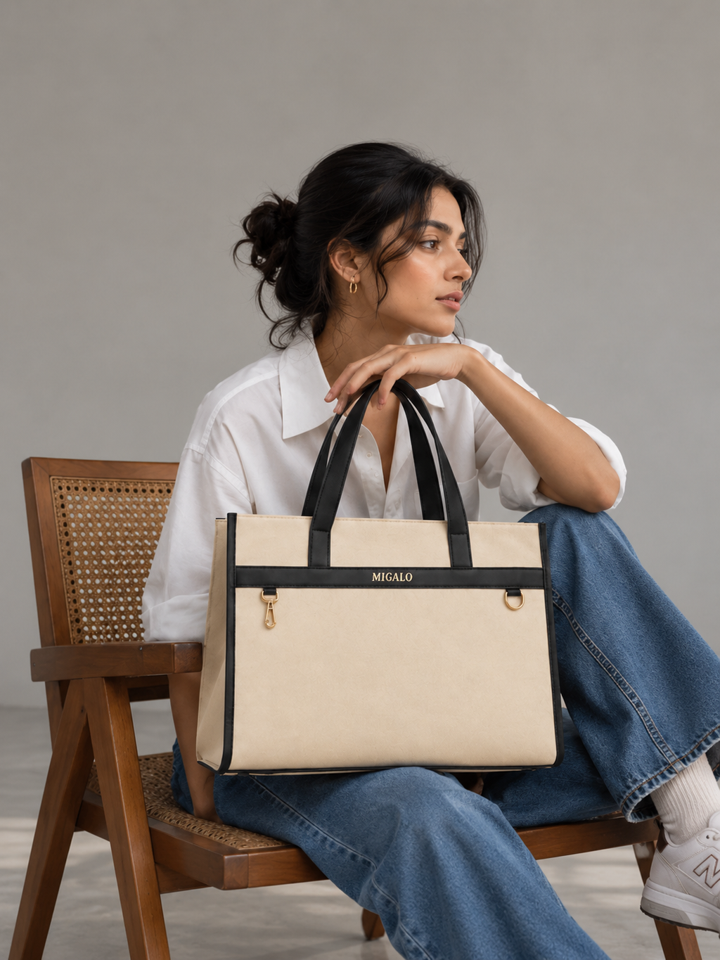 Nero Cream and Black Tote Bag