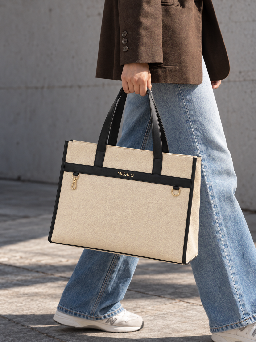 Nero Cream and Black Tote Bag