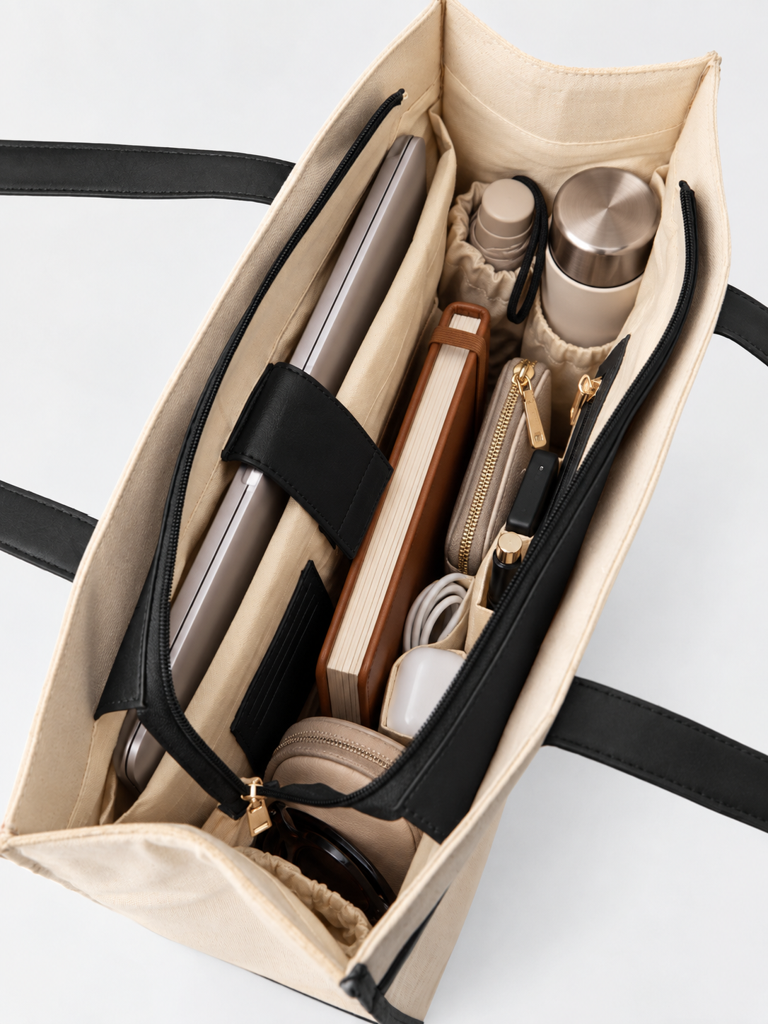 Nero Cream and Black Tote Bag