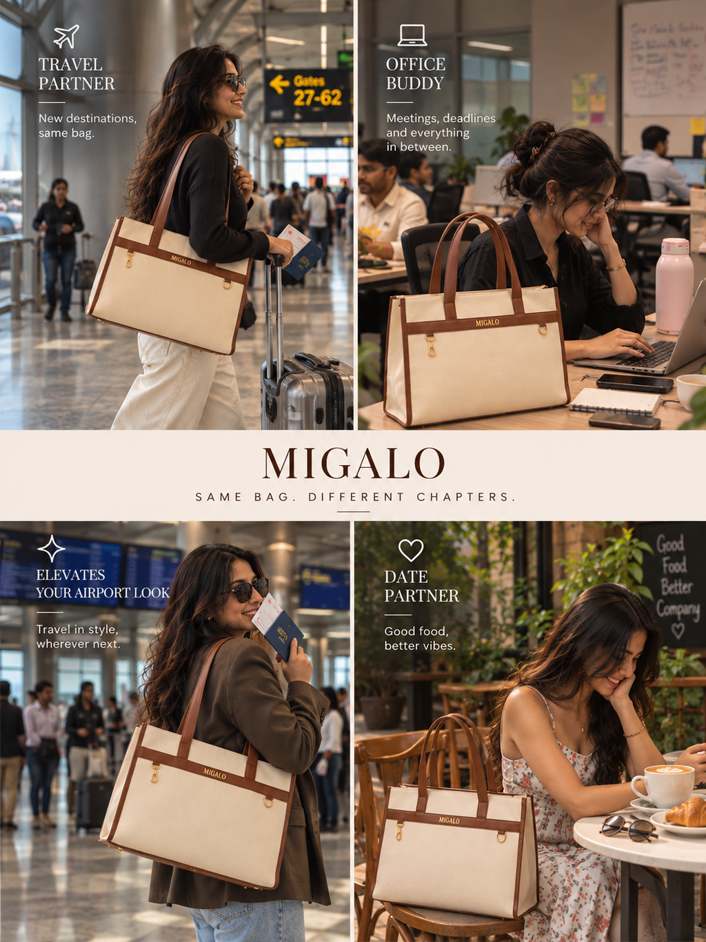 Nero Cream and Brown Tote Bag